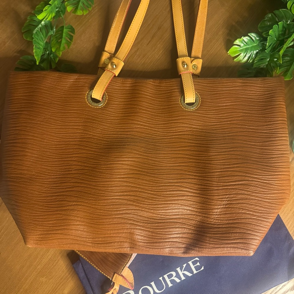 Dooney & Bourke Large Brown Leather Shopper Tote Shoulder Bag - Picture 5 of 11